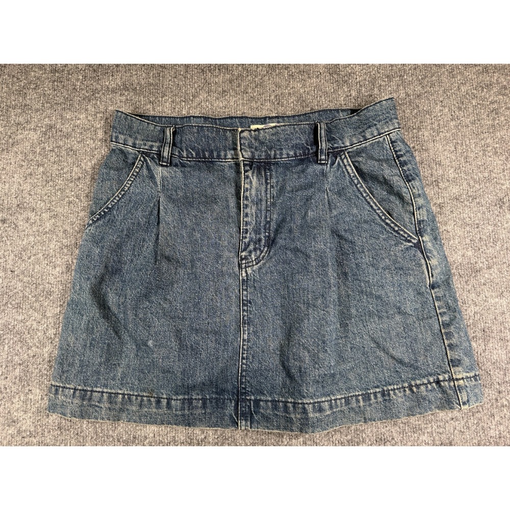We The Free Mini Skirt Womens 29 Blue Denim Pleating Detail Medium Wash Summer